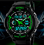 Хороший бюджетний наручний чоловічий армійський і тактичний годинник SKMEI з каучуковим ремінцем, фото 2