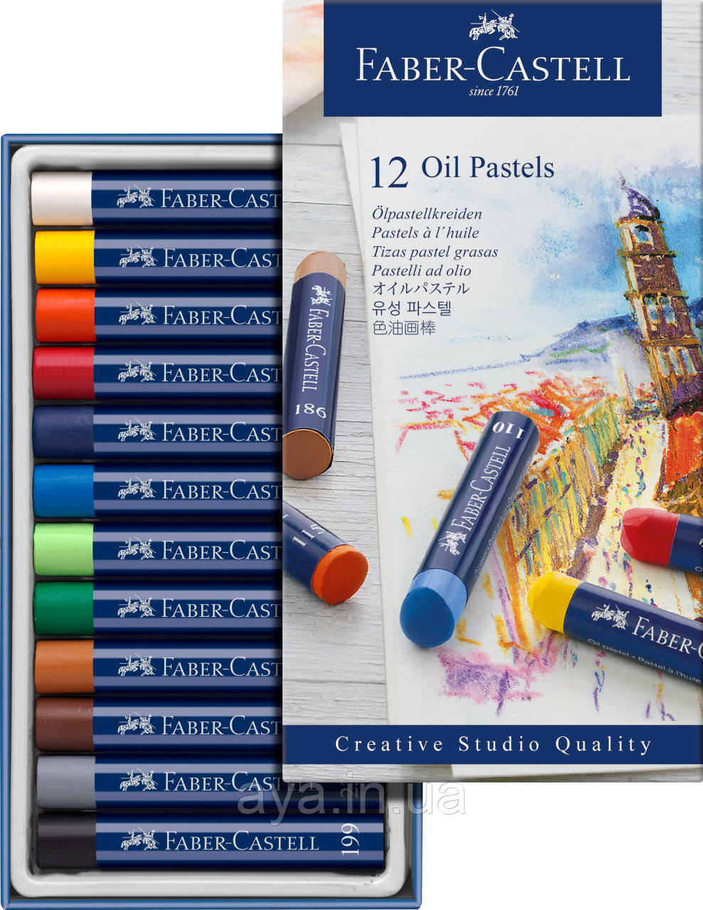 Масляна пастель з паперовим тримачем Faber-Castell Oil Pastels, 12 кольорів, фото 1
