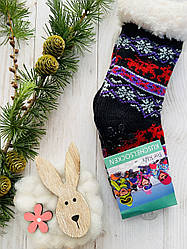 Шкарпетки дитячі овеча шерсть від 24 до 32 місяців чорний-червоний