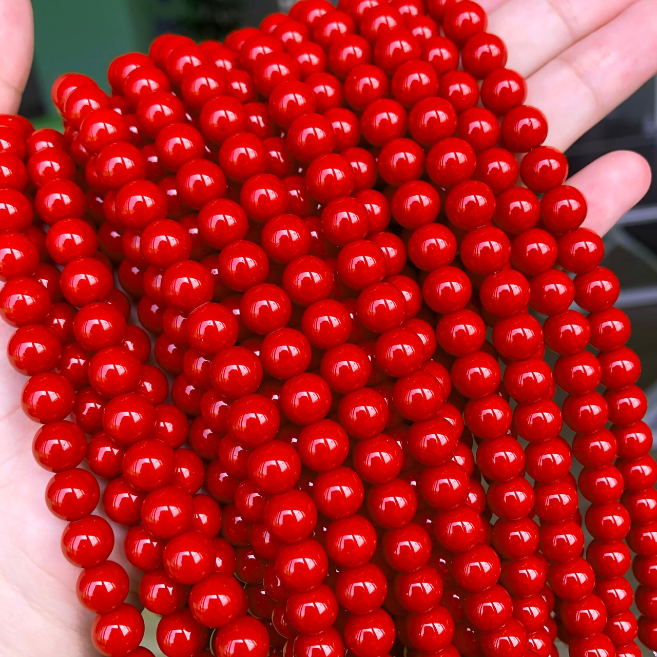 Бусини Пресований корал, 8 мм, довжина нитки 45 см