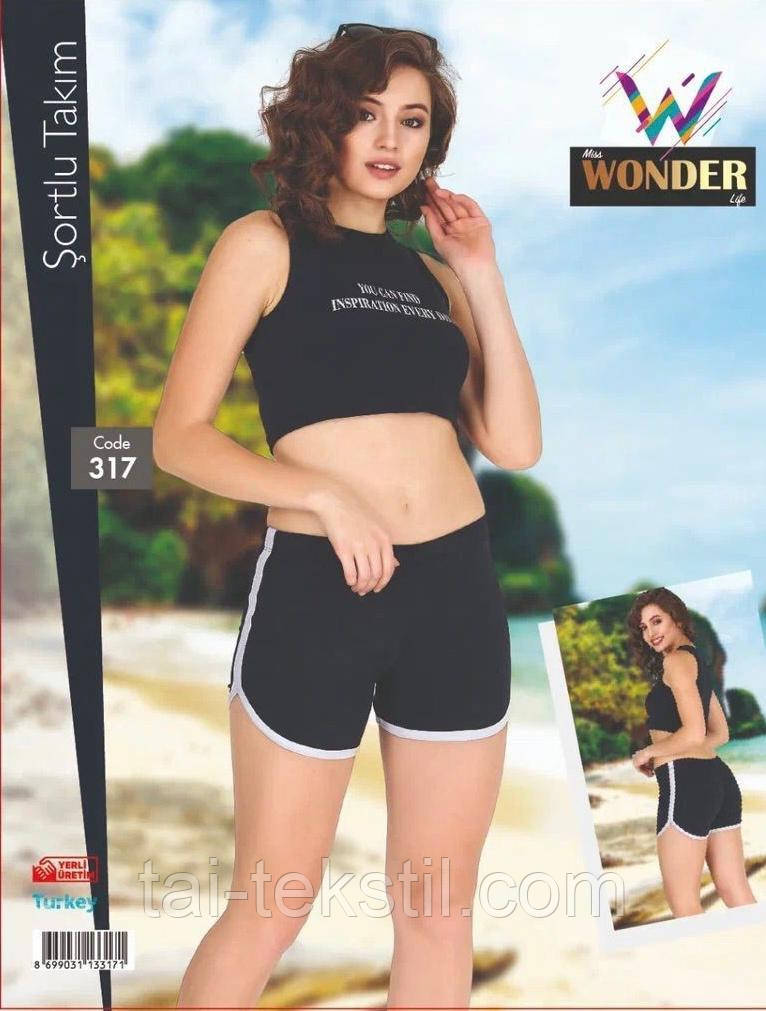 Домашній комплект майка з шортами якість бавовна з лайкрою т.м MISS WONDER No 317