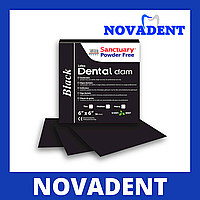 Платки для коффердама (роббердама) черные, Дентал дам (Dental dam, "Sanctuary" Powder Free), 152х152мм, 36шт.