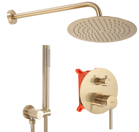Душова система REA LUNGO BRUSHED GOLD + BOX прихованого монтажу, фото 1