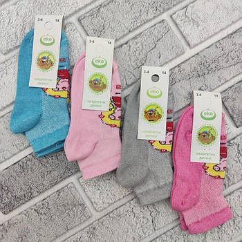 Шкарпетки дитячі літні із сіткою ЕКО р.14 (3-4 роки) короткі для дівчинки свинка Пеппа випадкове асорті 30035463