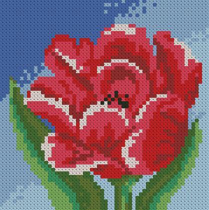 Алмазна мозаїка Маленький тюльпан 15х15см DM-019 Повна зашивання. Набір алмазної вишивки