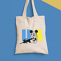Еко-сумка, шоппер, щоденна з принтом"UA Міккі Маус зі зброєю" Push IT