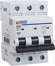 Модульний автоматичний вимикач UProfi 3р 100А D 6kА АСКО, фото 5