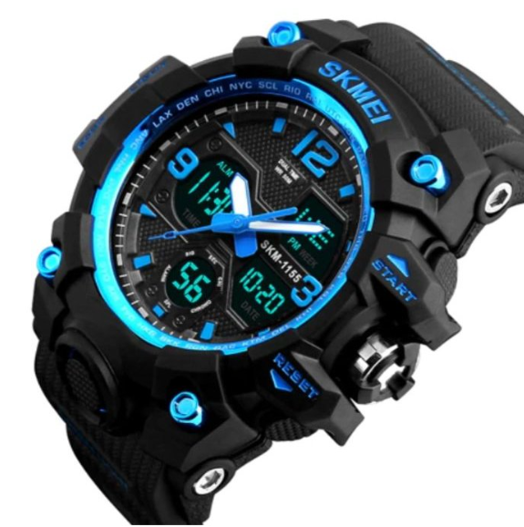 Кварцовий годинник Військовий та армійський наручний водонепроникний SKMEI з каучуковим ремінцем, фото 1