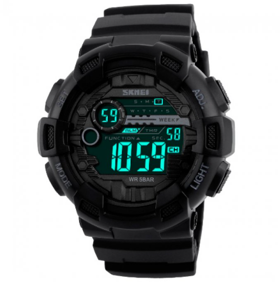 Водонепроникний спортивний чоловічий годинник із підсвіткою і будильником із каучуковим ремінцем, фото 1