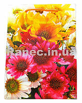 Пакет подарунковий "Квіти", розмір 12,5*17,5*5,5 см, фото 3