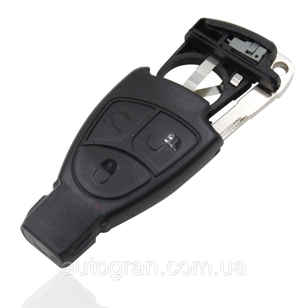 Корпус смарт ключа Mercedes рибка 3 кнопки з тримачем батарейки, фото 1