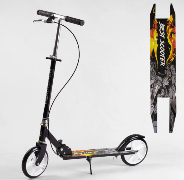 Двоколісний самокат Best Scooter колеса 200 мм PU, ручне гальмо, сталева рама