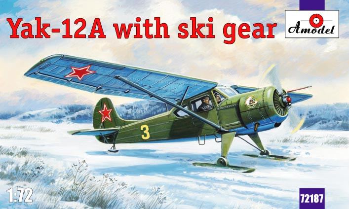 Пластикова модель 1/72 A-model 72187 радянський багатоцільовий літак Яковлев Як-12A с лыжним шасі, фото 1