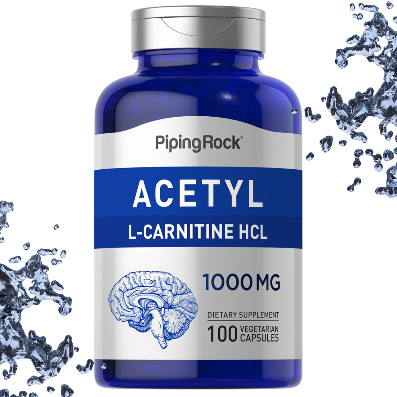 Добавка для мозку Piping Rock Acetyl L-Carnitine HCL 1000 мг 100 вегетаріанських капсул
