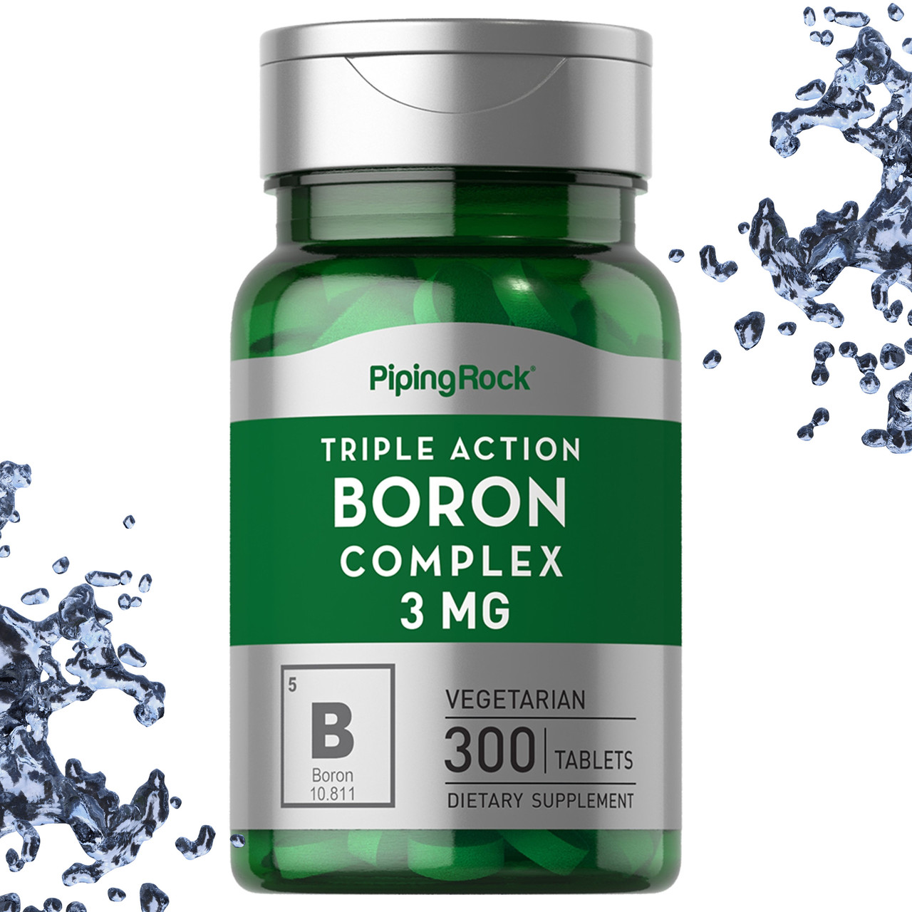 Бор (Цитрат, апартат і гліцинат) Piping Rock Triple Action Boron Complex 3 мг 300 вегетаріанських таблеток, фото 1