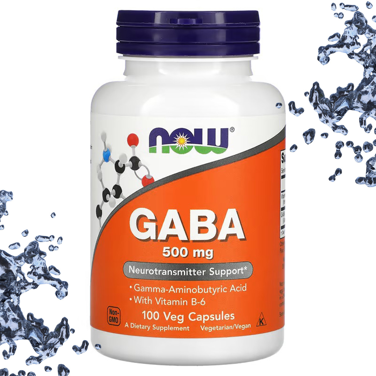 ГАБА NOW Foods GA (ГАМК, Гама Аміномасляна Кислота) 500 мг 100 вегетаріанських капсул, фото 1