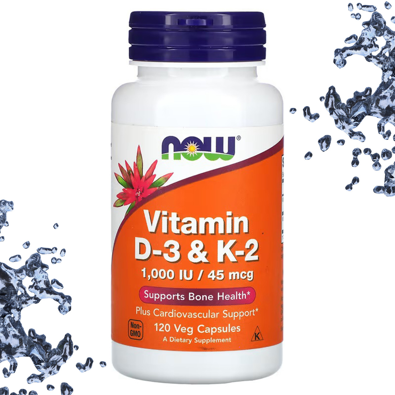 Вітамін Д3 і К2 NOW Foods Vitamin D-3 & K-2 (1000 IU/45 мкг) 120 вегетаріанських капсул