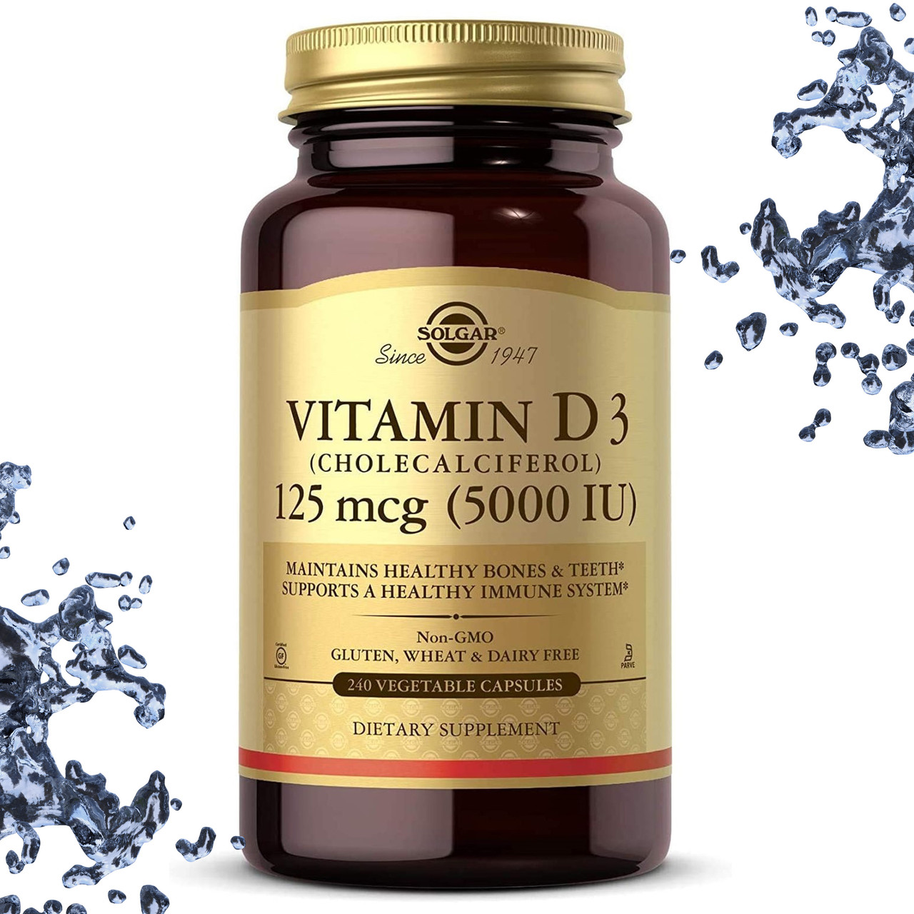 Вітамін Д3 SOLGAR Vitamin D3 125 мкг (5000 IU) 240 вегетаріанських гелевих капсул