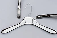 Плечики вешалки тремпеля TZF1101 с антискользящим ребристым плечом цвет темное серебро, длина 38,5 см