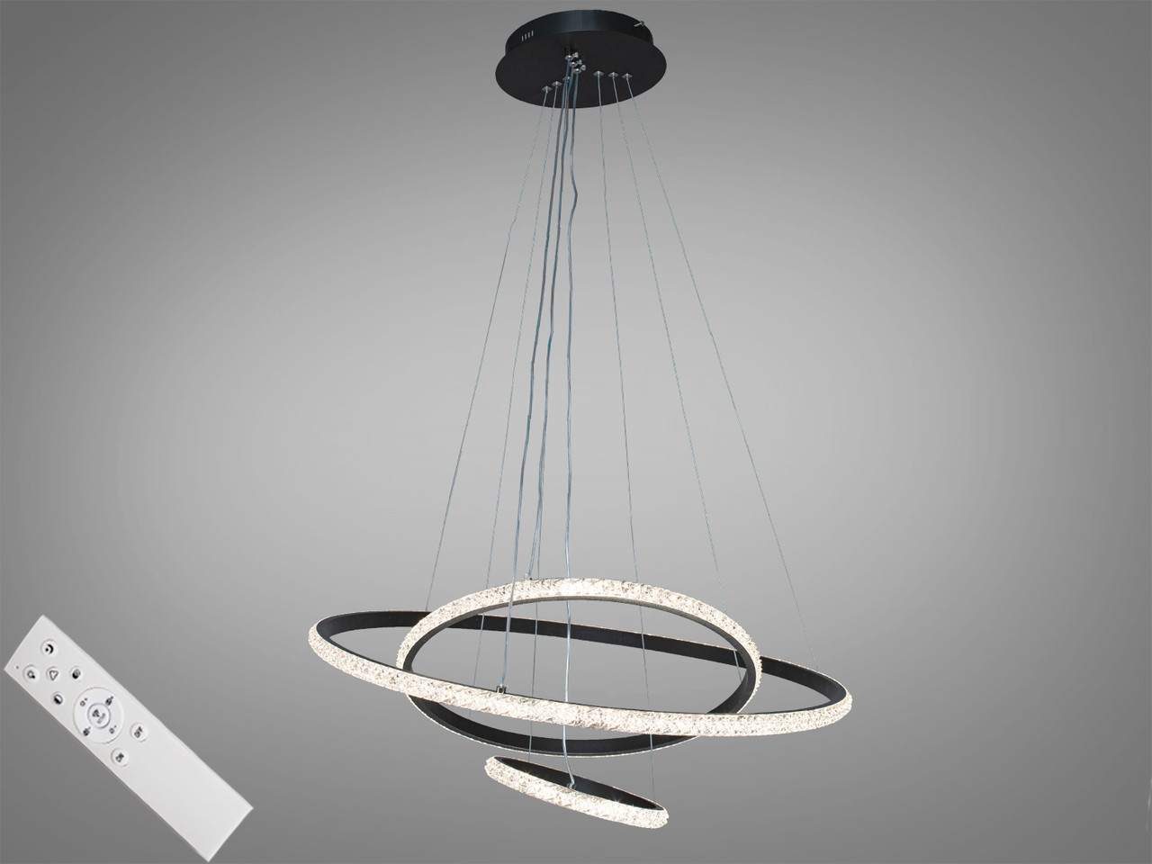 Підвісна діодна люстраMD77077-3BK-600+400+200 dimmer, фото 1