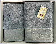 Набор махровых полотенец жаккард Arya Sena светло-голубой 50х90 см и 70х140 см