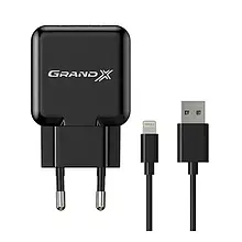 Мережевий зарядний пристрій для телефона Grand-X CH03LTB Black (Apple Lightning 1xUSB 2.1A )