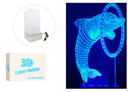 3D світильник-нічник «Дельфін» 168-A11, 7 кольорів, фото 2