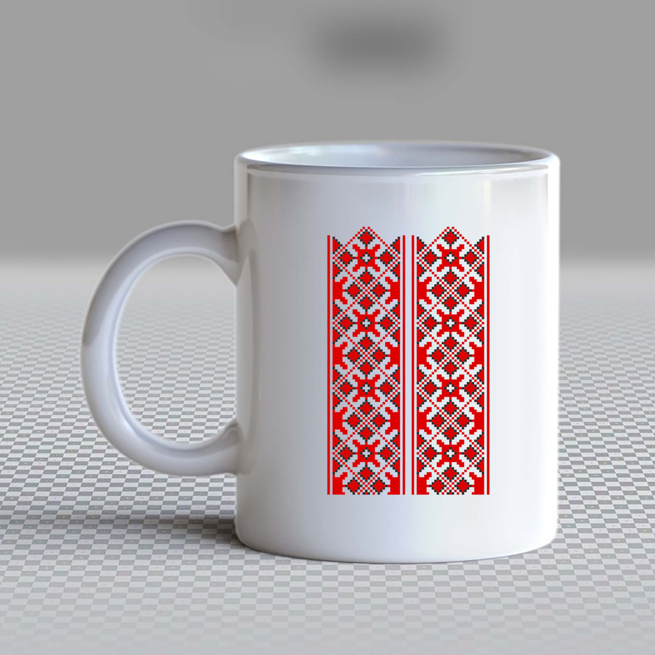 Білий кухоль (чашка) з принтом "Червоний орнамент вишиванки" Push IT