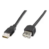 Дата-кабель Digitus AK-300200-018-S 1.8m USB (тато) - USB (мама) Black