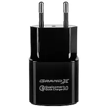 Адаптер живлення для телефона Grand-X CH-550B Black (1xUSB 3А QuickCharge 3.0 )