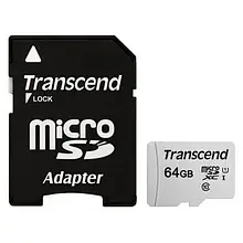 Карта памяті Transcend 300S TS64GUSD300S-A Carmine Red 64GB microSDHC З адаптером Class 10 UHS-I