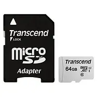 Карта памяті Transcend 300S TS64GUSD300S-A Carmine Red 64GB microSDHC З адаптером Class 10 UHS-I