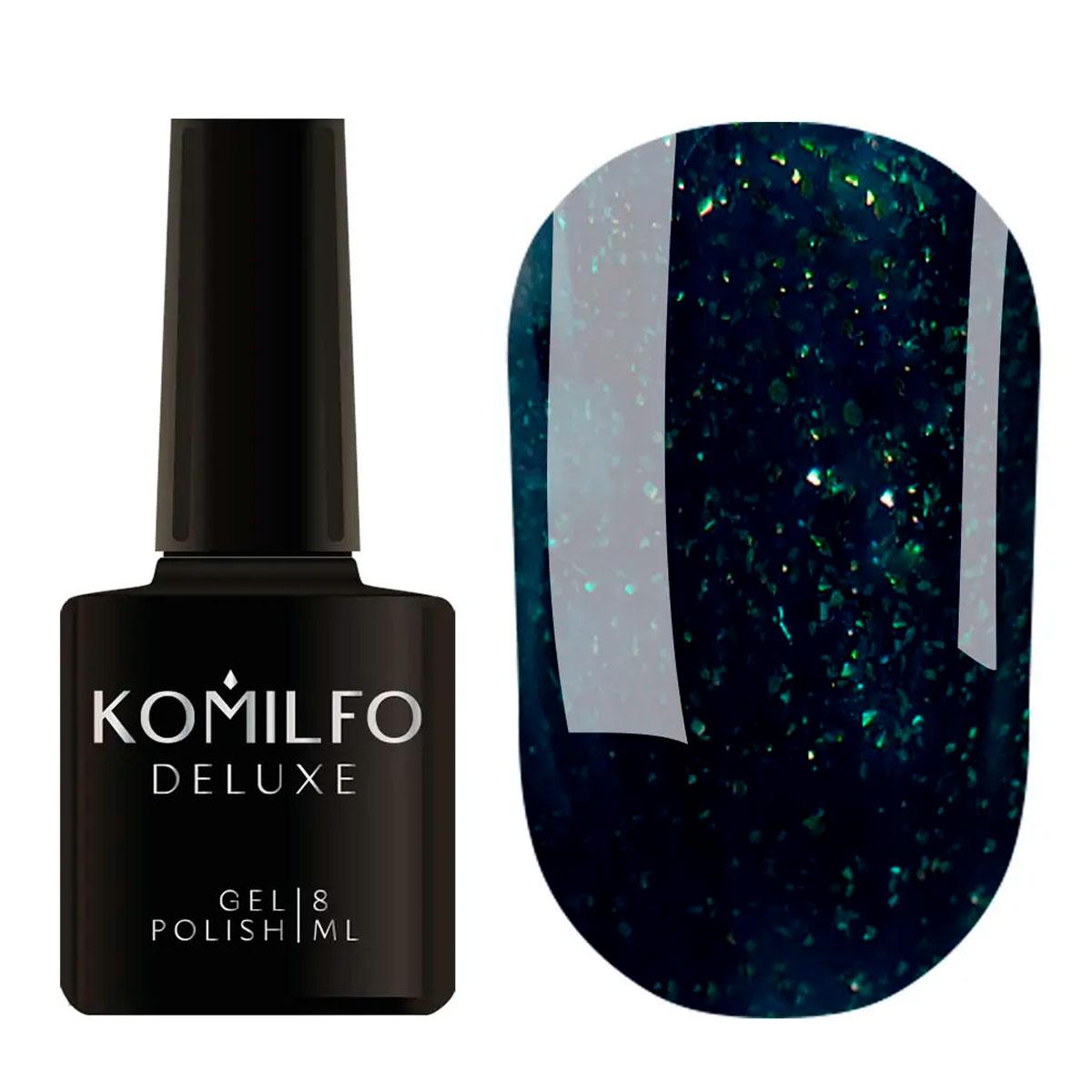 Гель-лак Komilfo Deluxe Series №D156 (темно-нефритовий із шиммером), 8 мл