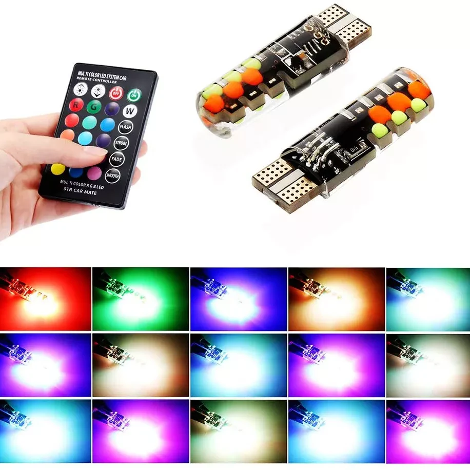 Світлодіодні лампи T10 (W5W) RGB COB-12 12 V у габарити, освітлення номера, підсвічування салону