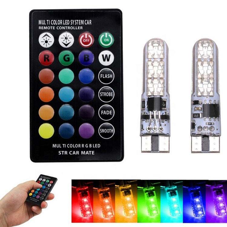Светодиодные Лампы T10 (W5W) RGB COB-12 12V в Габариты, Посветку Номера ...