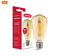 Лампа светодиодная филаментная MAXUS 1-MFM-7064 ST64 FM 7W 2700K 220V E27 Golden