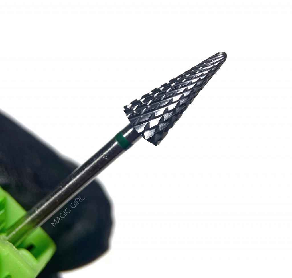 Фреза для зняття гелю  No Sticky - твердосплав конус гострий зелений, фото 1