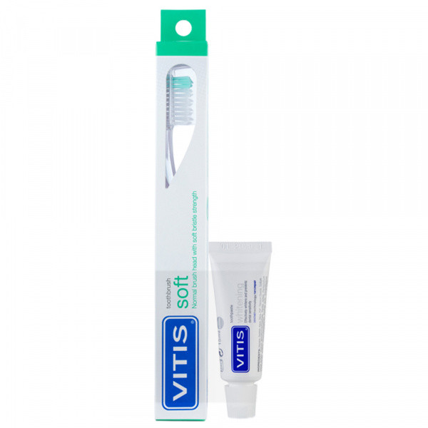 Зубна щітка м'яка VITIS SOFT+ VITIS WHITENING зубна паста 15 мл