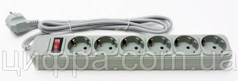 ProLogix 6 розеток 1,8 m сірий (PRS-075P6-18G), фото 1