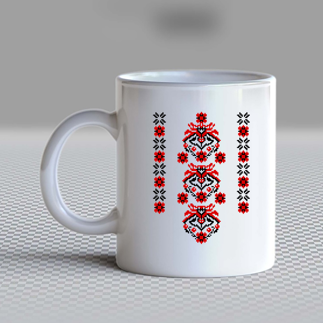 Білий кухоль (чашка) з принтом "Український квітковий орнамент-вишиванка" Push IT