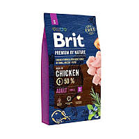 Brit Premium by Nature Adult S (Брит Премиум Нечурал Эдалт С) сухой корм с курицей для мелких собак до 10 кг. 8 кг.