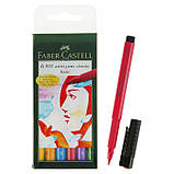 Набір капілярних ручок-пензликів Faber-Castell PITT Artist Pens Brush Basic, 6 штук, Пласт. упак., Різні кольори, фото 9