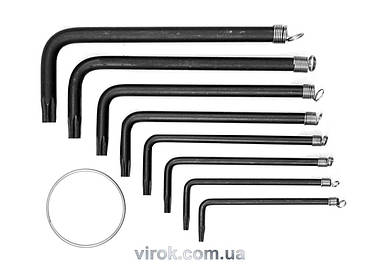 Ключі TORX L-подібні VOREL : на кільці, Т9-Т40, 8 шт. [50/100]