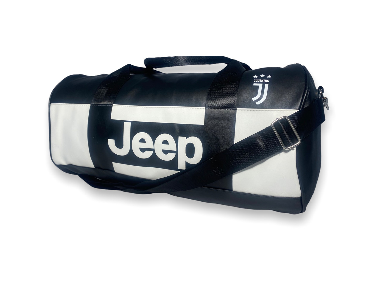 Сумка спортивна зі штучної шкіри Jeep 864 одне відділення розмір 50*25*25 см чорна