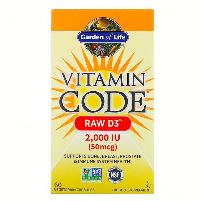 Garden of Life, Vitamin Code, Raw D3, 5000 МО, 60 вегетаріанських капсул, фото 1