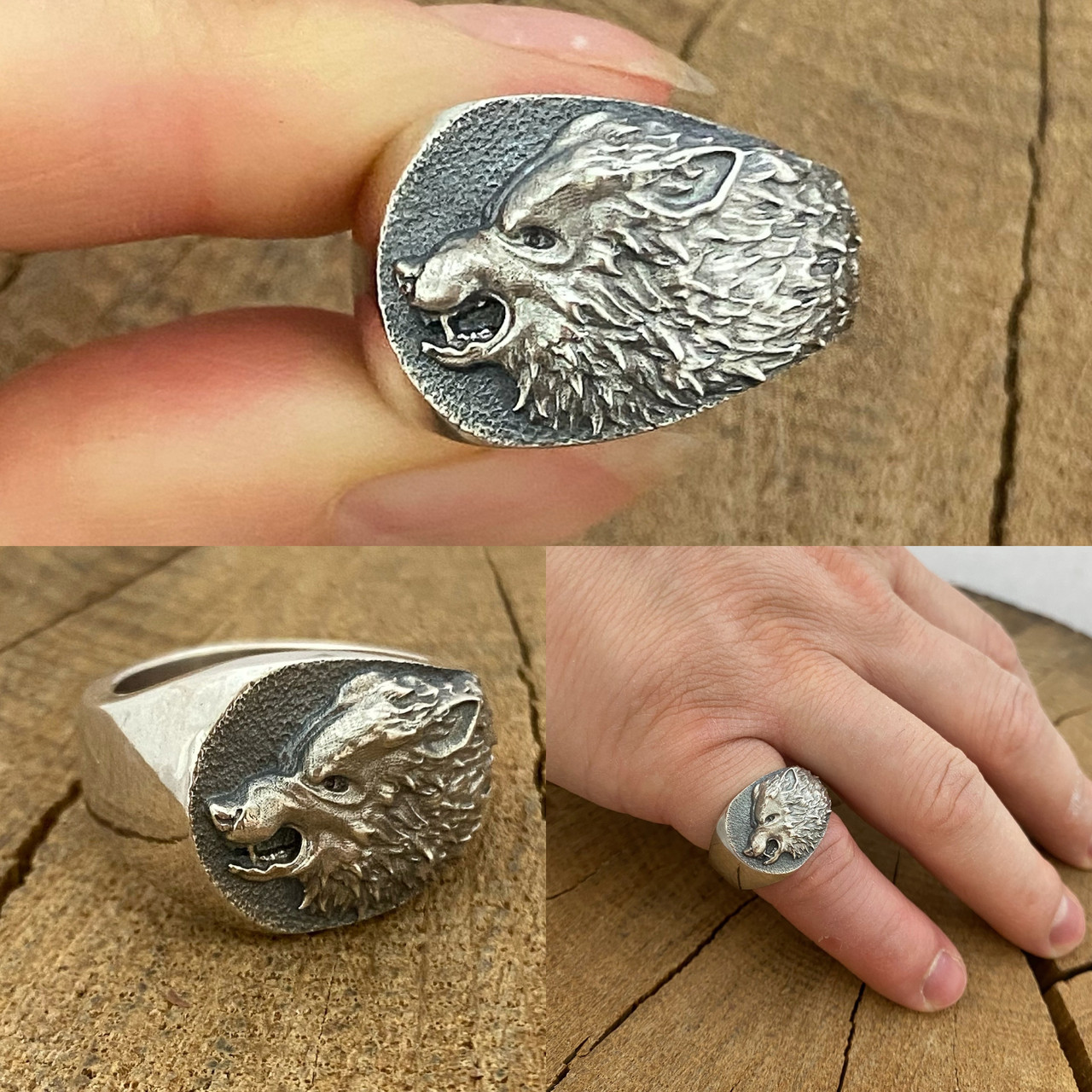 Срібний перстень вовк, фото 1