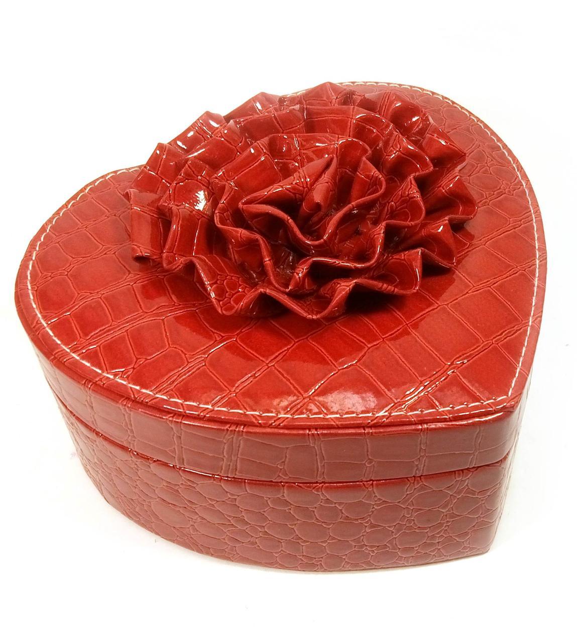 Скринька для біжутерії "Сердечко" червона (17,5х18,5х11 см), фото 1