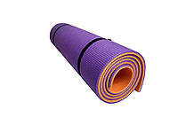 Коврик для йоги, фитнеса и спорта "Спорт 8" мм Фиолетово-оранжевый