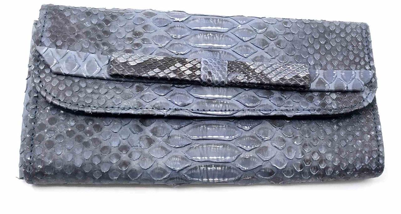 Гаманець зі шкіри пітона (20х10х2 см) синьо-сірий, фото 1
