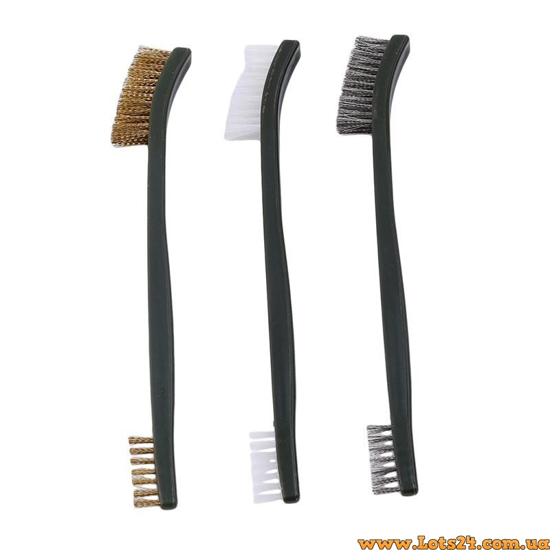3шт Щітка для чищення зброї щітка сталева щітка латунна щітка нейлонова набір для гвинтівки рушниці, фото 1